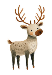 Fototapeta premium PNG Cute reindeer watercolor illustration