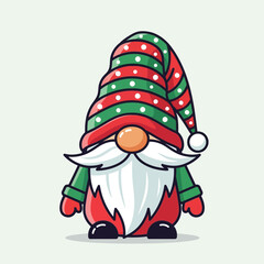 Christmas Gnome Illustration – Cute Holiday Elf, Festive Santa Dwarf Vector Art