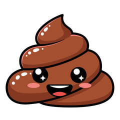 Cute Poop Emoji – Funny Cartoon, Smiley, Kawaii, Humor Vector Illustration