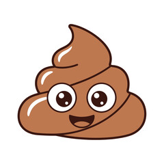 Cute Poop Emoji – Funny Cartoon, Smiley, Kawaii, Humor Vector Illustration