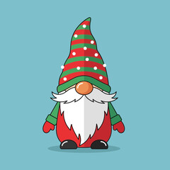 Christmas Gnome Illustration – Cute Holiday Elf, Festive Santa Dwarf Vector Art