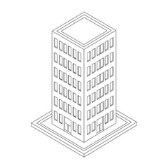 Isometric Building Icon – Skyscraper, Architecture, Office Tower, Urban City Vector Illustration