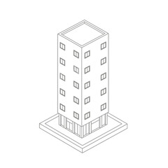 Isometric Building Icon – Skyscraper, Architecture, Office Tower, Urban City Vector Illustration