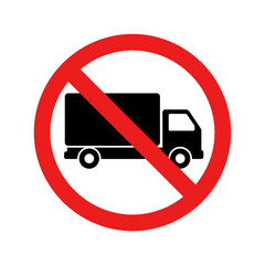 No Trucks Allowed Sign – Traffic Prohibition, Road Safety, Transport Restriction Symbol Vector