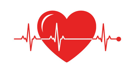 Heart Beat Line Icon – Medical, Health, Cardiogram, ECG, Love Pulse Vector Illustration