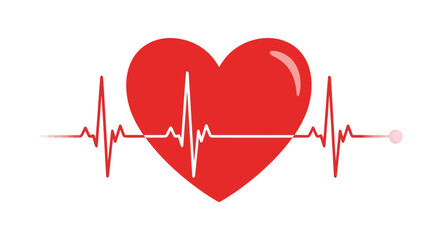 Heart Beat Line Icon – Medical, Health, Cardiogram, ECG, Love Pulse Vector Illustration