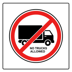 No Trucks Allowed Sign – Traffic Prohibition, Road Safety, Transport Restriction Symbol Vector
