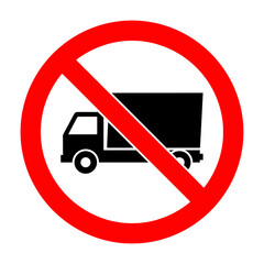 No Trucks Allowed Sign – Traffic Prohibition, Road Safety, Transport Restriction Symbol Vector