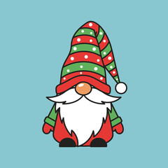 Christmas Gnome Illustration – Cute Holiday Elf, Festive Santa Dwarf Vector Art