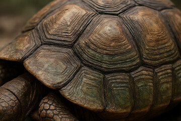 Fototapeta premium Turtle's Shell's Pattern and Texture: A close-up shot showcases the intricate beauty and textured details of a turtle's shell. The textured surface creates a striking visual experience.