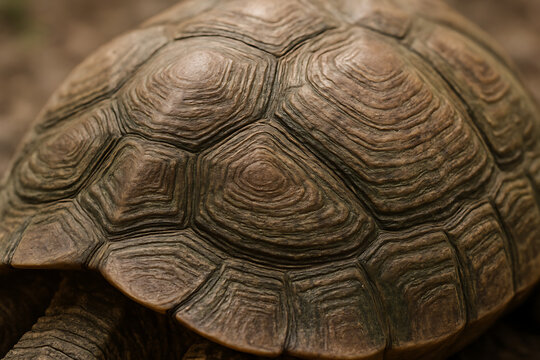 Tortoise Shell Pattern: Detailed close-up of a tortoise's shell, showcasing the intricate patterns and textures of nature's design, the unique patterns in the shell create a sense of timelessness.