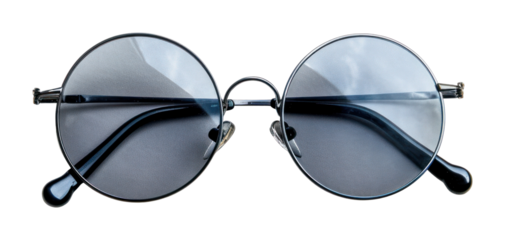 PNG Round glasses with black frame.