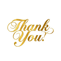 Elegant gold script text spelling thank you on a plain transparent background