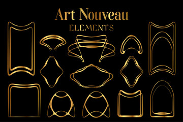 Geometric Art Nouveau Ornaments and Frame Elements