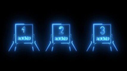 abstract glowing 1,2,3, round plate and hand, game board black background. 4k Motion Graphics Video .