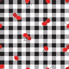 Lamas personalizadas para cocina con tu foto Cherries on Black and White Gingham