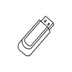 Outline illustration of a USB flash drive, a portable data storage device for digital files