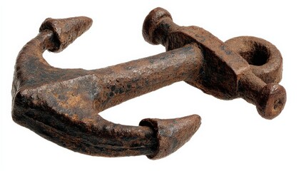 Rusty anchor with flukes and ring for nautical decor and maritime themes