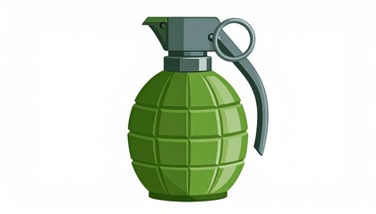 Illustration of a Green Hand Grenade on White Background.