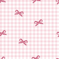 Pink Gingham Bows Pattern