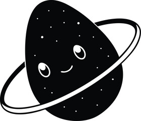 This art design vector illustration shows a black turtle, a black and green alien, and black and green food