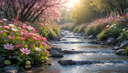 beautiful flowers in the river