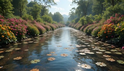 beautiful flowers in the river