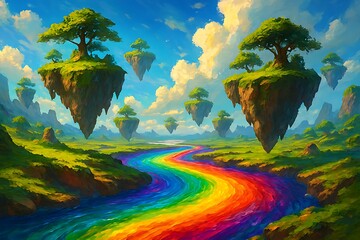 Rainbow Fantasy Art: Vibrant Nature, Abstract & Cosmic Digital Painting Collection