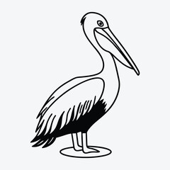 Fototapeta premium Pelican line art White background illustration Generative Ai