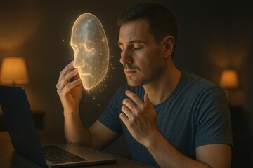 Removing the mask and being honest during a therapy session - an image reflecting the theme of online therapy - psychology