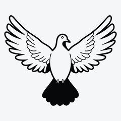 Obraz premium Pigeon line art White background illustration Generative Ai 