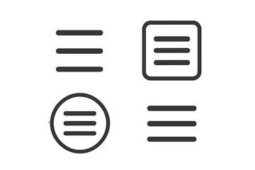 Hamburger menu icon set for web and mobile app design. UI UX graphic elements collection. Navigation button symbol for website interface. List, options, and settings vector icons.