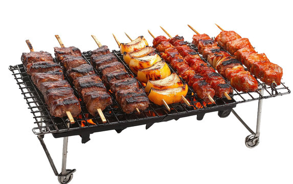 Shik kebab on the grill on white background.png