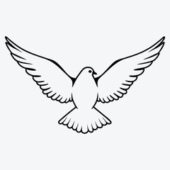 Fototapeta premium Pigeon line art White background illustration Generative Ai 