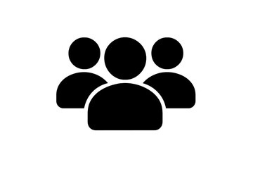 Black User Group Icon Vector Illustration with Transparent Background, Minimalist People Silhouette, Social Network Concept, Teamwork and Community Symbol, Simple User Avatars Set