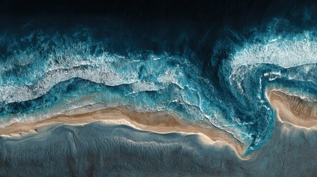 Expansive river delta meeting ocean waves transforming into diverse coastal landscapes