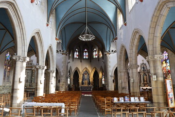 Fototapeta premium Eglise Saint Idunet, église de style néogothique, ville de Châteaulin, département du Finistère, Bretagne, France