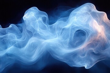 Abstract Blue and White Wavelike Energy Forms