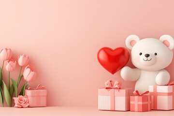 Sweet Teddy Bear Valentines Day Gifts Flowers