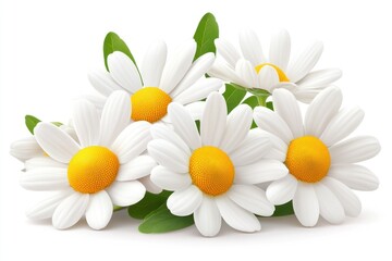 A Cluster of Daisies with Green Leaves