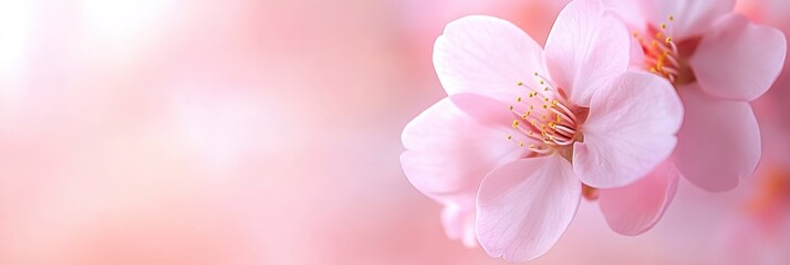 Delicate Pink Blossom Close Up Soft Focus Background