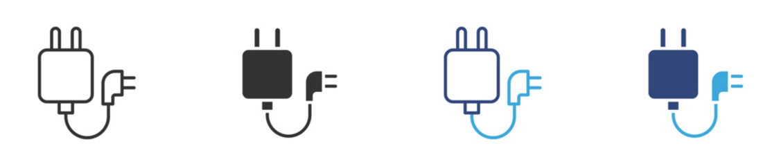 Fototapeta premium Charger adapter icon set, Electrical plug icon , vector illustration ,
