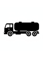 A Simple Black Silhouette Icon Depicting a Tanker Truck for Transporting Liquids like Water, Gas, or Oil. 