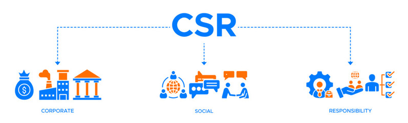 CSR Banner web icon solid vector illustration for business and organization, Corporate social responsibility, and giving back to the community
