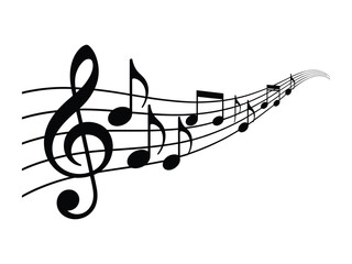 Musical Notes Flowing on Staff Lines