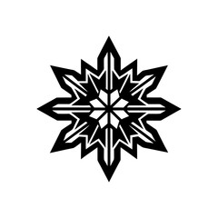 Geometric symmetrical star shaped design on transparent background silhouette