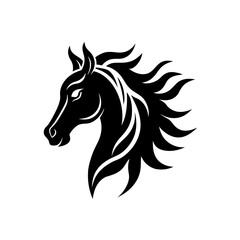 Stylized black horse head vector design on transparent background silhouette