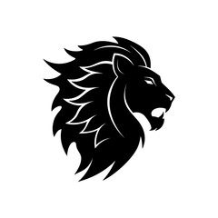 Silhouette of a majestic lion head design on transparent background