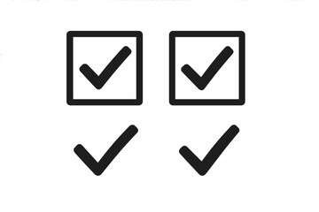 Check mark icon set. Correct, yes, accept symbol. Checkbox and tick signs for voting, surveys, and quizzes. Simple vector graphic for approved, success, or done concepts.