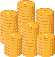 Stack of Gold Coins Dollar Money Finance Wealth Investment Icon